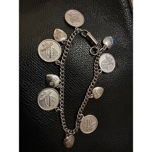 Vintage Beta Sigma Phi Sterling‎ Silver Charm Bracelet Dated 1957-1969 11 Charms